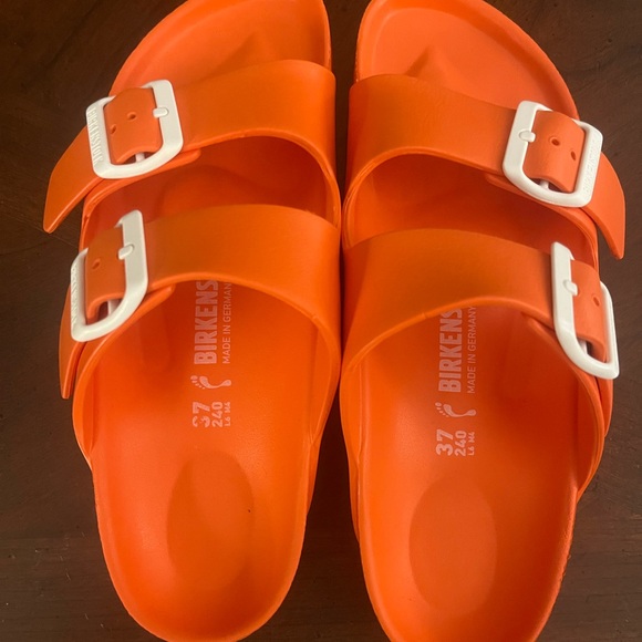 Birkenstock Shoes - Birkenstock Orange Sandals with Contoured Footbed size 37